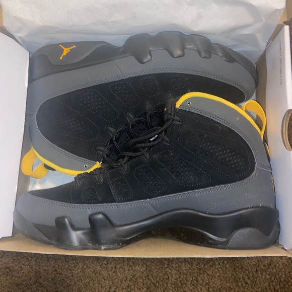 gray and yellow jordan 9